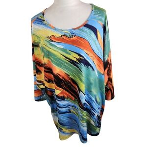 Pure Essence Urbanology Womens 1X Abstract Print Tunic Top Canada Artsy Colorful